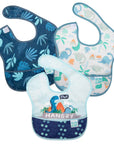 Bumkins Superbib 3 Pack Boy Dino Σαλιάρα Αδιάβροχη