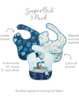 Bumkins Superbib 3 Pack Boy Dino Σαλιάρα Αδιάβροχη